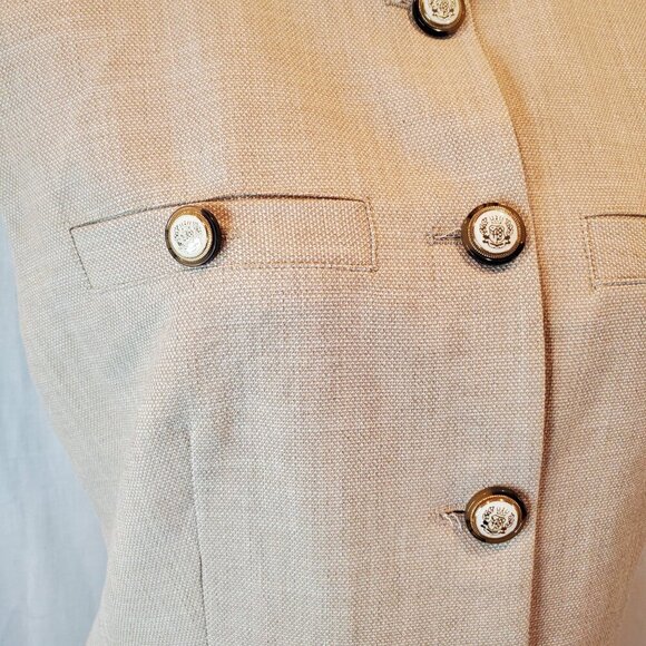 NWT RACHEL ZOE SZ 6 Basket Weave Long Vest With Gold Tone Buttons Tan Beige - Picture 9 of 9